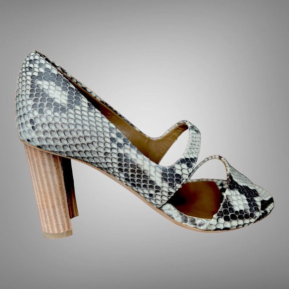 Hermes Muse 80 Genuine Python Skin Open Toe Sandal Pumps Shoes EU 36 Heels - Picture 1 of 10